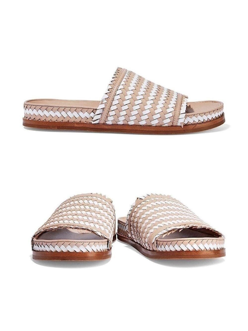 Sigerson Morrison Woven Leather Slide Sandals - Picture 2 of 12